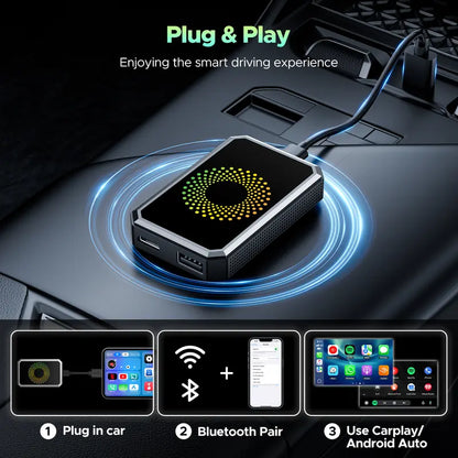 Wired to Wireless Carplay Adapter to Play Vedio on a Car Screen